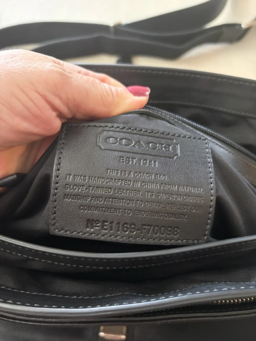 Coach Black Leather Briefcase with Buckle Detail
